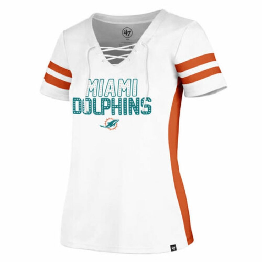 NWT Miami Dolphins Officially Licensed Gem Stacked V-Neck for Ladies